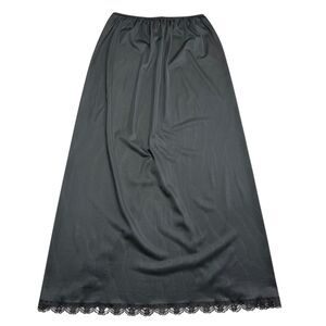 Vtg JC Penney 100% Nylon Antron III  Black Half Slip Lace 36” Long Slit Large